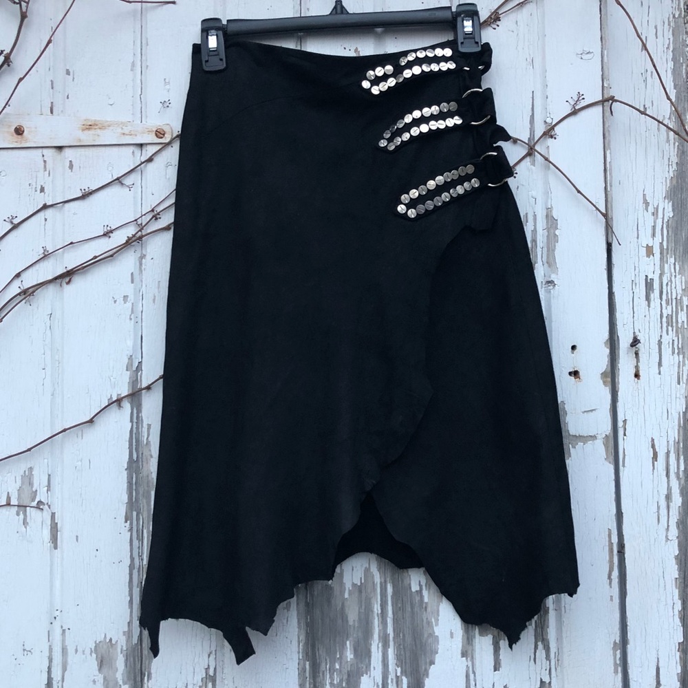 Balmain Goatskin Leather Wrap Skirt 38 Runway Raw